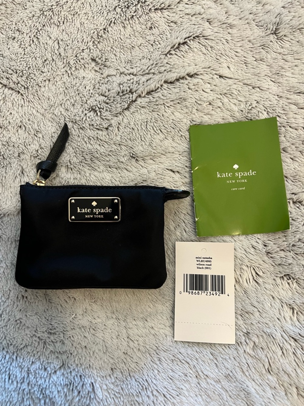 NWT Kate Spade Mini Natasha Wilson Road Black Nylon Zip Card Case